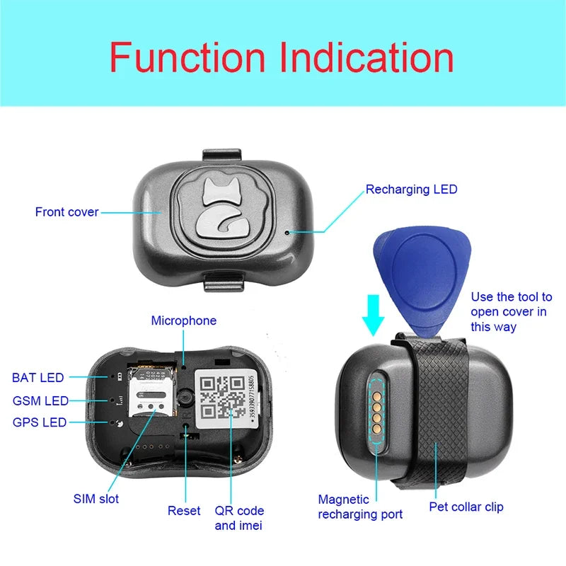 PawTrack Mini: Waterproof 4G/2G GPS Pet Tracker with Anti-Theft Alarm